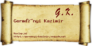 Germányi Kazimir névjegykártya